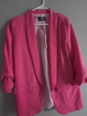 t/o Vibrant Pink Open-Front Blazer